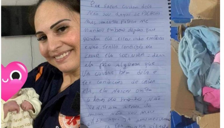 Mulher deixa bebê em caixa de papelão com bilhete; Samu resgata a criança