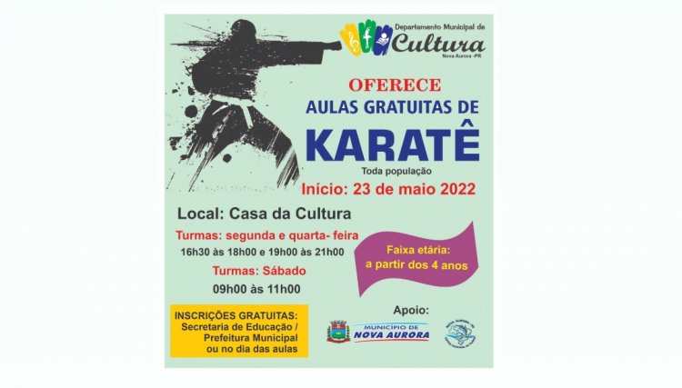 Prefeitura de Nova Aurora oferece aulas de karatê para crianças e adultos