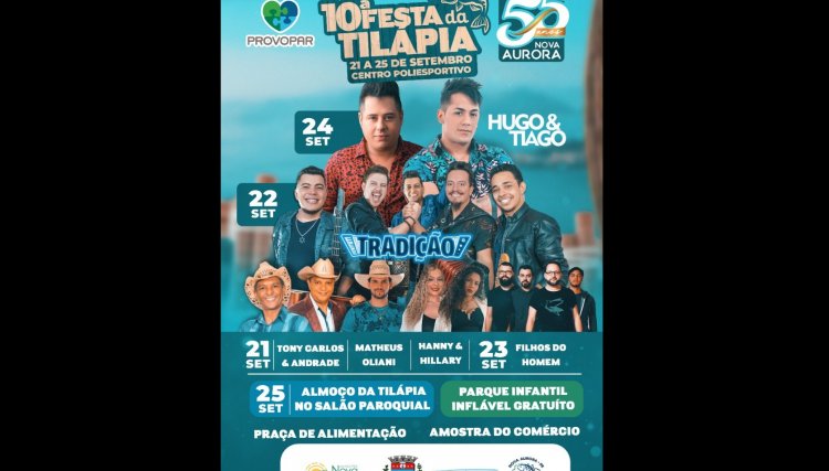 Nova Aurora lan&ccedil;a programa&ccedil;&atilde;o oficial do anivers&aacute;rio e a 10&ordm; Festa da Til&aacute;pia