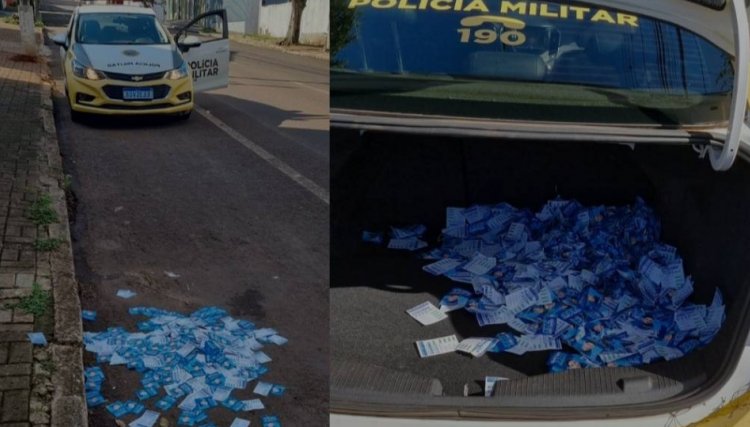 Pol&iacute;cia Militar flagra crime eleitoral de derramamento de santinhos em v&aacute;rios locais na cidade