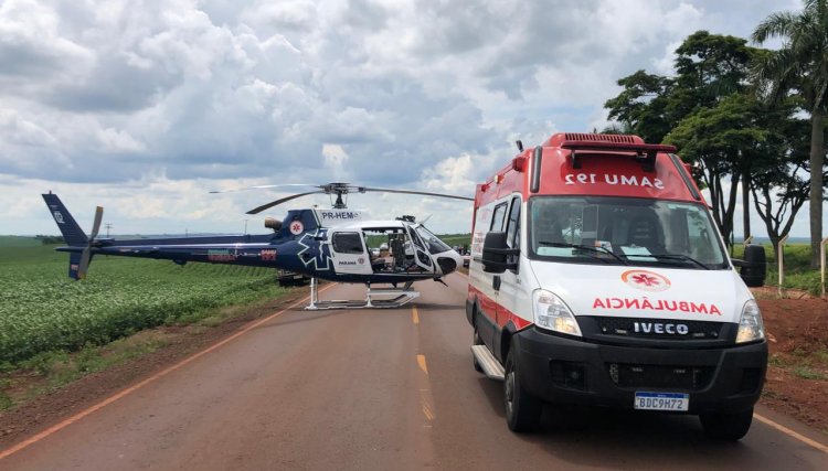 Acidente mobiliza helicóptero e ambulância 