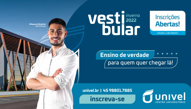 Inscrições para o Vestibular de Inverno da Univel já estão abertas
