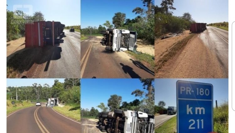 Carreta tomba entre Moreira Sales e Goioerê