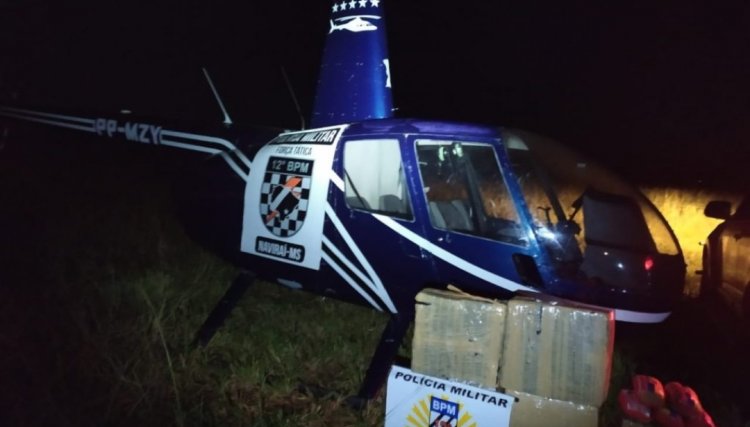 Piloto pousa helicóptero após pane e acaba preso com 188 kg de cocaína