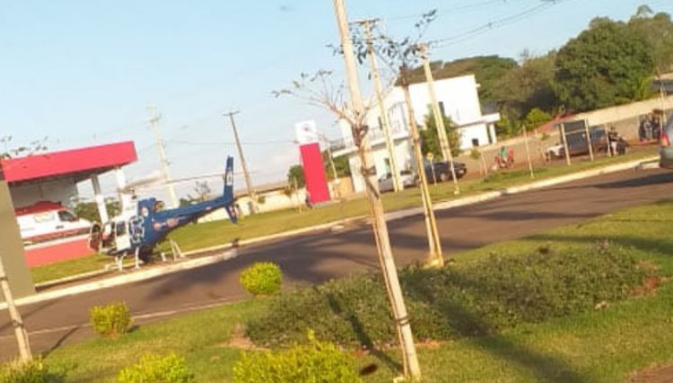 Paciente de 36 anos é transportado de helicóptero em Cafelândia com suspeita de infarto 