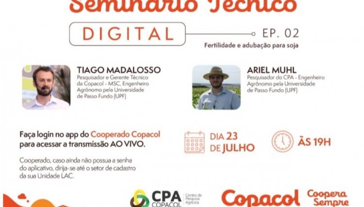 Copacol promove Seminário Técnico Digital nesta quinta-feira