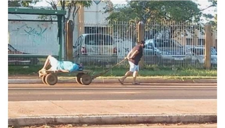 Homem embriagado é "guinchado" pela esposa na região 