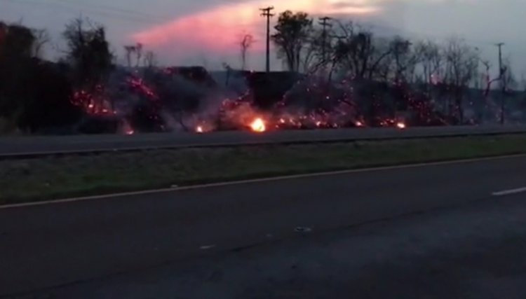 Grande incêndio atinge margens da BR-467 em Cascavel