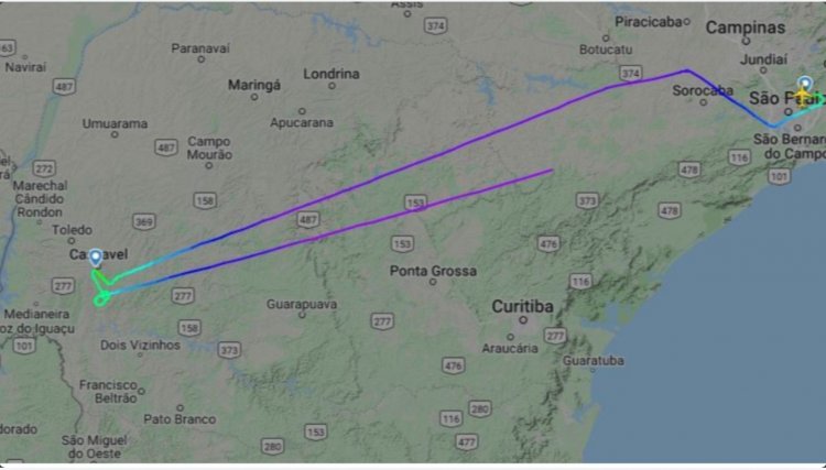 Aeronave não pousa em Cascavel e retorna para São Paulo