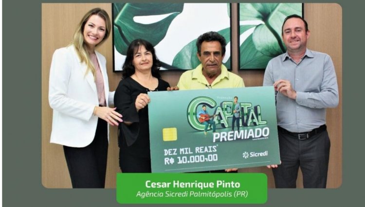 Associado de Palmit&oacute;polis recebe pr&ecirc;mio da campanha Capital Premiado Sicredi