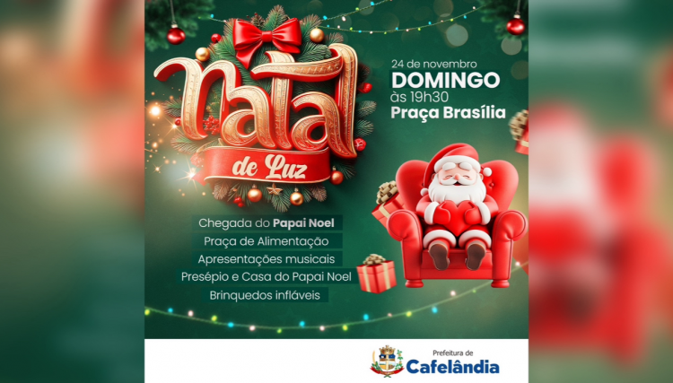 Cafelândia entra no clima de Natal com a visita do Papai Noel na Praça Brasília
<br/>