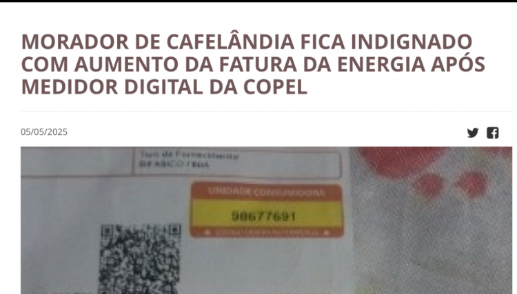 Após reportagem do O Novo Oeste, Copel divulga nota referente os medidores 
<br/>